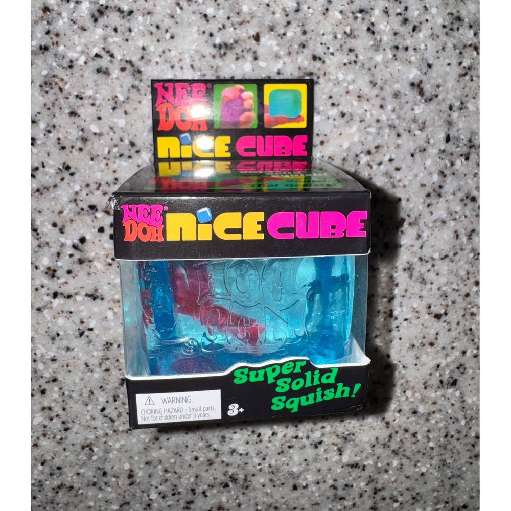 NEW NeeDoh Nice Cube Blue Super Solid Squish Sensory Fidget Toy Schylling